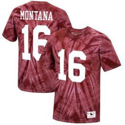 T-shirt pour homme Mitchell & Ness Joe Montana Scarlet San Francisco 49ers Tie-Dye Retired Player Name & Number