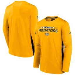 T-shirt à manches longues pour homme Nashville Predators Authentic Pro Rink Performance de marque Fanatics Gold