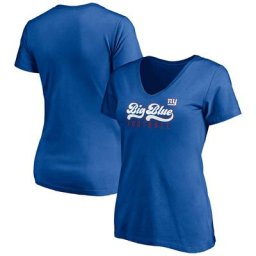 T-shirt à col en V Wildcat de la collection Royal New York Giants pour femme de marque Fanatics