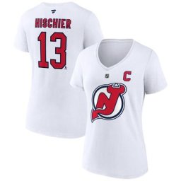 Fanatics Branded Nico Hischier Blanc New Jersey Devils Special Edition 2.0 T-shirt à encolure en V avec nom et numéro