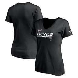 T-shirt à col en V avec logo alternatif authentique des Devils du New Jersey de marque Fanatics pour femme, noir