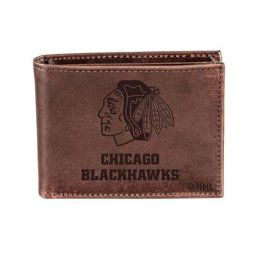 Portefeuille en cuir à deux volets brun Chicago Blackhawks