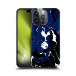 Coque de téléphone rigide à l'arrière compatible Tottenham Hotspur Marble Badge Compatible - Bleu - iPhone