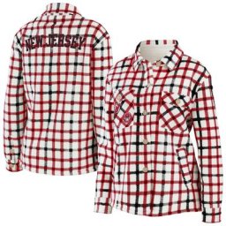 Veste boutonnée à carreaux WEAR by Erin Andrews Oatmeal New Jersey Devils pour femmes
