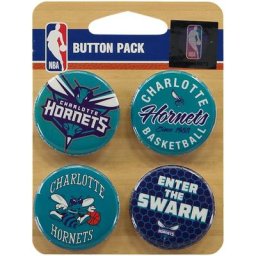 Lot de 4 badges à boutons Charlotte Hornets