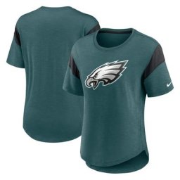 Haut tendance avec logo principal des Eagles de Philadelphie Nike Heather Midnight Green pour femme