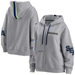 SWEAT-SHIRT À CAPUCHE POUR FEMME OML SEA GRIS 21 FERMETURE ÉCLAIR COMPLÈTE SWTLADZIP