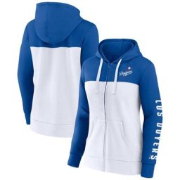 Sweat à capuche et fermeture éclair pleine longueur Los Angeles Dodgers Los Angeles Dodgers Take The Field Take The Field à couleurs contrastées pour femme