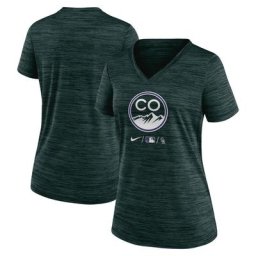 T-shirt à col en V City Connect Velocity Performance Nike Colorado Rockies Authentic Collection 2022 pour femme, vert