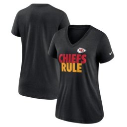 T-shirt à col en V triple mélange Nike Kansas City Chiefs Hometown Collection pour femme, noir