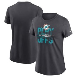 T-shirt emblématique Nike Miami Dolphins 2022 NFL Playoffs pour femme, anthracite