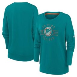 Miami Dolphins Nike Historic Dri Fit Drop Épaule ras du cou - Femme
