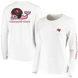 T-shirt à manches longues pour femme avec casque Vineyard Vines Tampa Bay Buccaneers, blanc