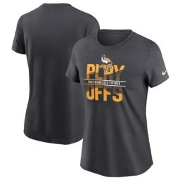 T-shirt emblématique Nike Minnesota Vikings 2022 NFL Playoffs pour femme, gris