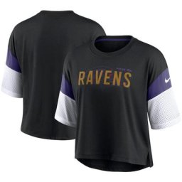Haut court Nike Performance Tri-Blend Nickname des Baltimore Ravens pour Femme Noir/Blanc