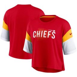 Haut court Performance Nike Kansas City Chiefs Nickname Tri-Blend Rouge/Blanc pour Femme