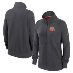Sweat-shirt à demi-fermeture éclair à demi-glissière Nike Cleveland Browns Premium pour femme, anthracite