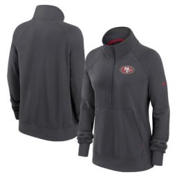 Sweat-shirt à demi-fermeture éclair demi-zip Premium Nike San Francisco 49ers Charcoal pour Femme