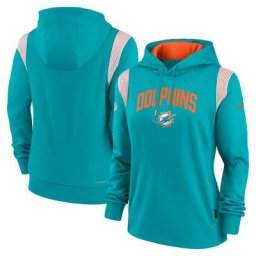 Sweat à capuche Nike Aqua Miami Dolphins Sideline Stack Performance pour femme