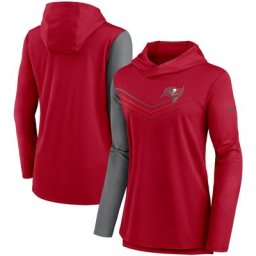 T-shirt à manches longues Nike Performance pour femme Tampa Bay Buccaneers Chevron Hoodie rouge/anthracite chiné
