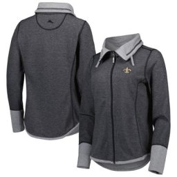 Sweat Tommy Bahama Heathered Black New Orleans Saints Sport Sun Fade Full-Zip pour femme