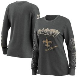 WEAR by Erin Andrews - Haut thermique à manches longues New Orleans Saints gris pour femmes