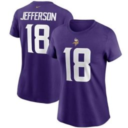 T-shirt avec nom et numéro des Minnesota Vikings Nike Justin Jefferson pour femme violet