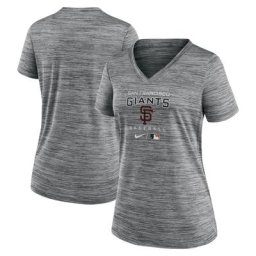 T-shirt à encolure en V Velocity Performance pour femme Nike San Francisco Giants Authentic Collection anthracite