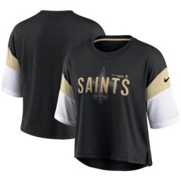 Haut court Nike New Orleans Saints Nickname Performance Tri-Blend pour Femme Noir/Blanc