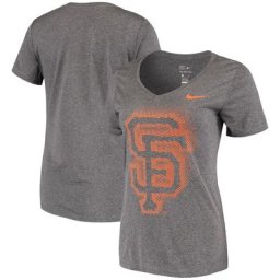 T-shirt à col en V pour femme Nike San Francisco Giants Fade Legend Performance gris anthracite