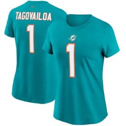 T-shirt avec nom et numéro Nike Tua Tagovailoa Aqua Miami Dolphins pour femme