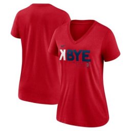 T-shirt à col en V Nike K-Bye Tri-Blend rouge des Boston Red Sox pour femme