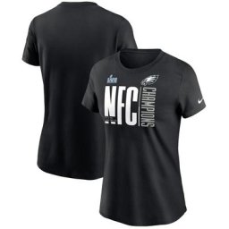 T-shirt emblématique Nike Philadelphia Eagles 2022 NFC Champions pour femme, noir