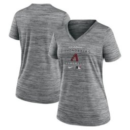 T-shirt à col en V Velocity Performance Nike Arizona Diamondbacks Authentic Collection anthracite pour femme