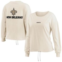 WEAR by Erin Andrews Oatmeal New Orleans Saints Chemise courte à manches longues pour femmes
