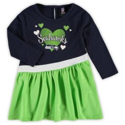 Robe en jersey à trois mélanges Seattle Seahawks All Hearts pour filles préscolaire College Navy