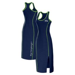 Robe mi-longue WEAR by Erin Andrews College bleu marine Seattle Seahawks à dos nageur pour femme