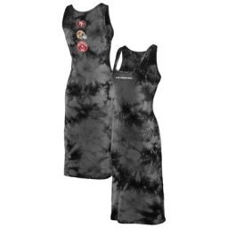 WEAR by Erin Andrews - Robe débardeur noire San Francisco 49ers Tie-Dye pour femmes