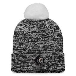 NUT SNATRS NOIR BLANC NHL NUT FALL 22 MANCHETTE LUMINEUX POUR FEMMES AVEC POM EN FAUSSE FOURRURE HATLADNIT
