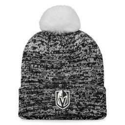 NUT LVHOCK NOIR AVEC NHL NHL NUT FALL 22 MANCHETTE LUMINEUX POUR FEMMES AVEC POM EN FAUSSE FOURRURE HATLADNIT