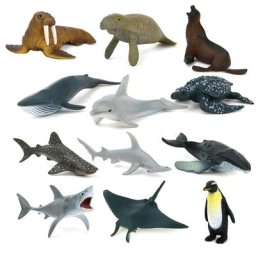 Figurines d'animaux marins réalistes 12 pièces ensembles de jeux pour tout-petits baleine