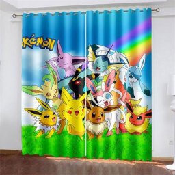 Rideaux de fenêtre en tissu de dessin animé Pokemon Pikachu rideaux assombrissants isolation