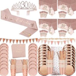 Or Rose Décorations De Fête D'anniversaire Femmes Adultes 30 40 50 60 Ans Joyeux Anniversaire