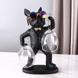 Statue de chien en résine pour la décoration de la maison sculpture de bouledogue verre à vin T1