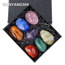 Pierres précieuses de guérison en cristal reiki 7 pièces/ensemble naturelles sept couleurs 7