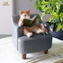 Ornement de bureau Figurine de chat dessin animé mignon fée Miniature décoration de maison