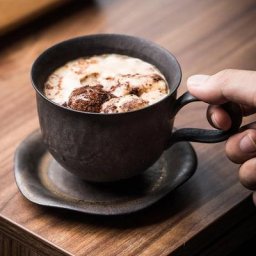 KuBac-Tasse à café rétro en grès faite à la main style japonais vintage ensemble de tasses en
