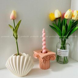 Moule de vase de coquillage pot de fleurs festonné moules en silicone en béton décoration de