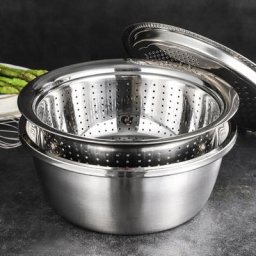 Râpes de cuisine multifonctions 3 en 1 en acier inoxydable coupe-légumes ensemble panier de