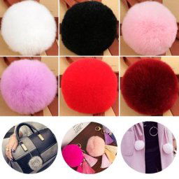 Grande Boule à Pompons en Fourrure de Lapin pour Bricolage Porte-clés Sac de Voiture Pendentif